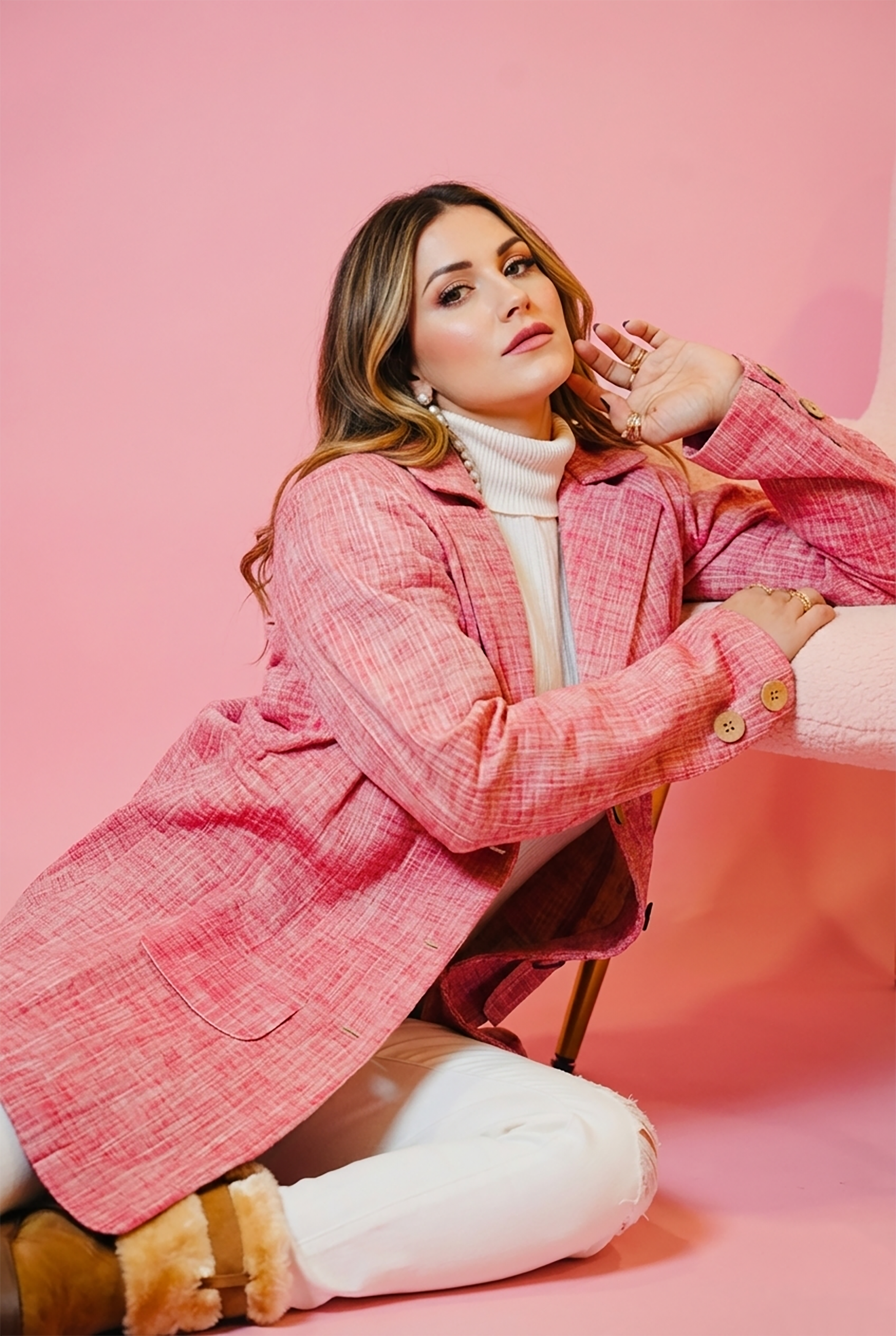 Handcrafted Pink Quilted Long Jacket | Sustainable Slow Fashion