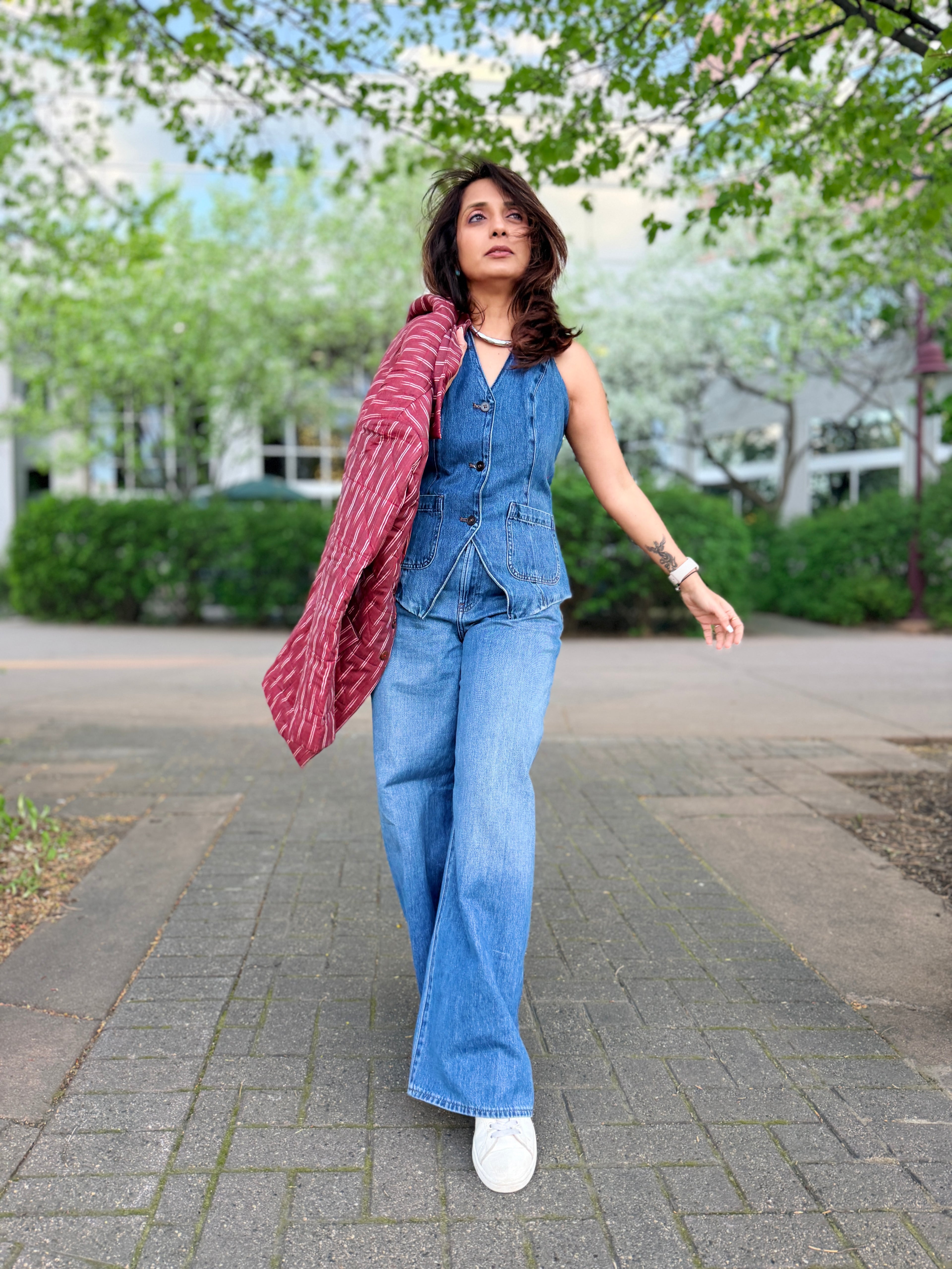 Maroon Ikkat Hand Quilted Jacket With Printed Lining