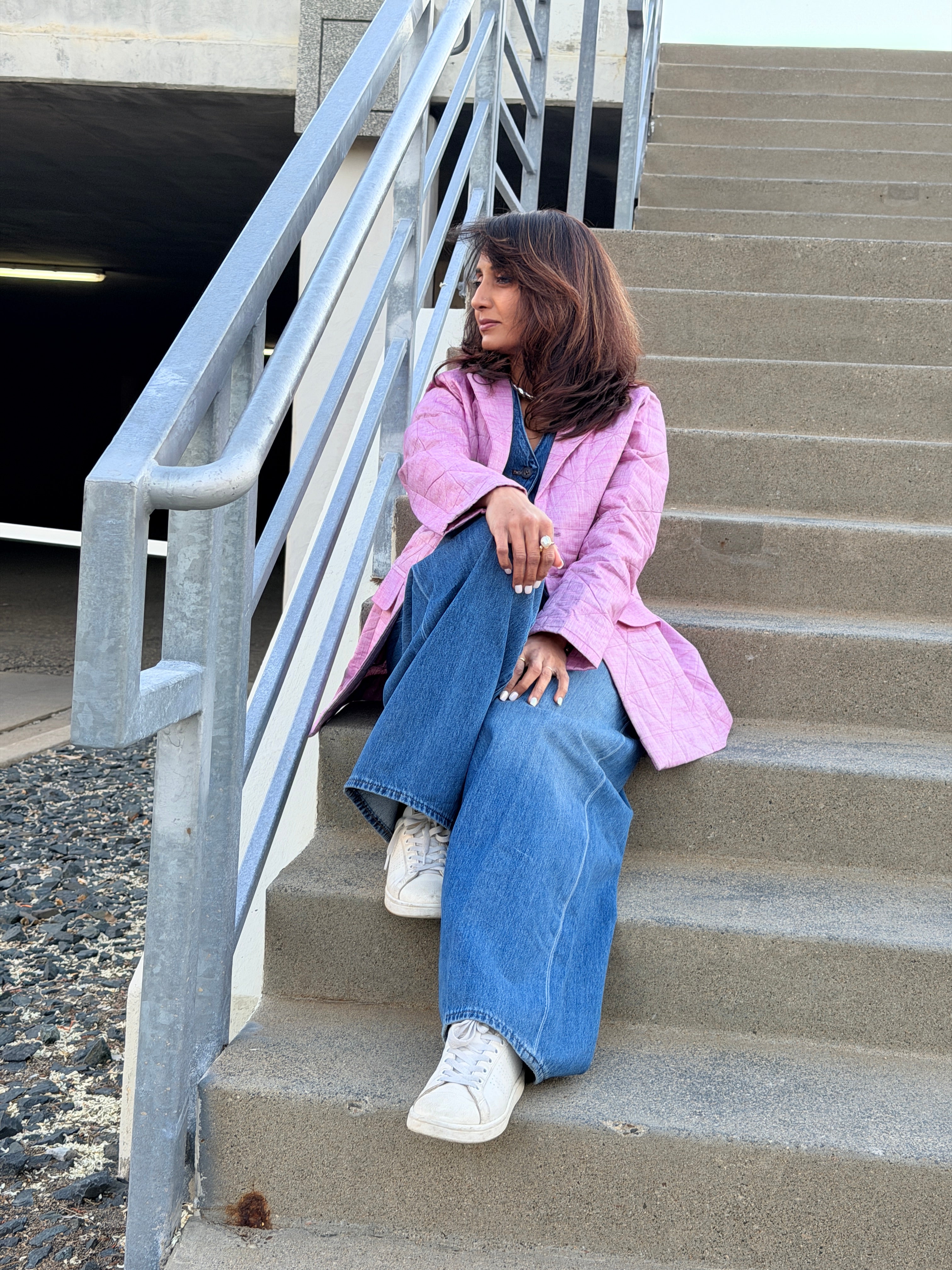 Lilac Handwoven Cotton Hand Quilted Blazer Jacket