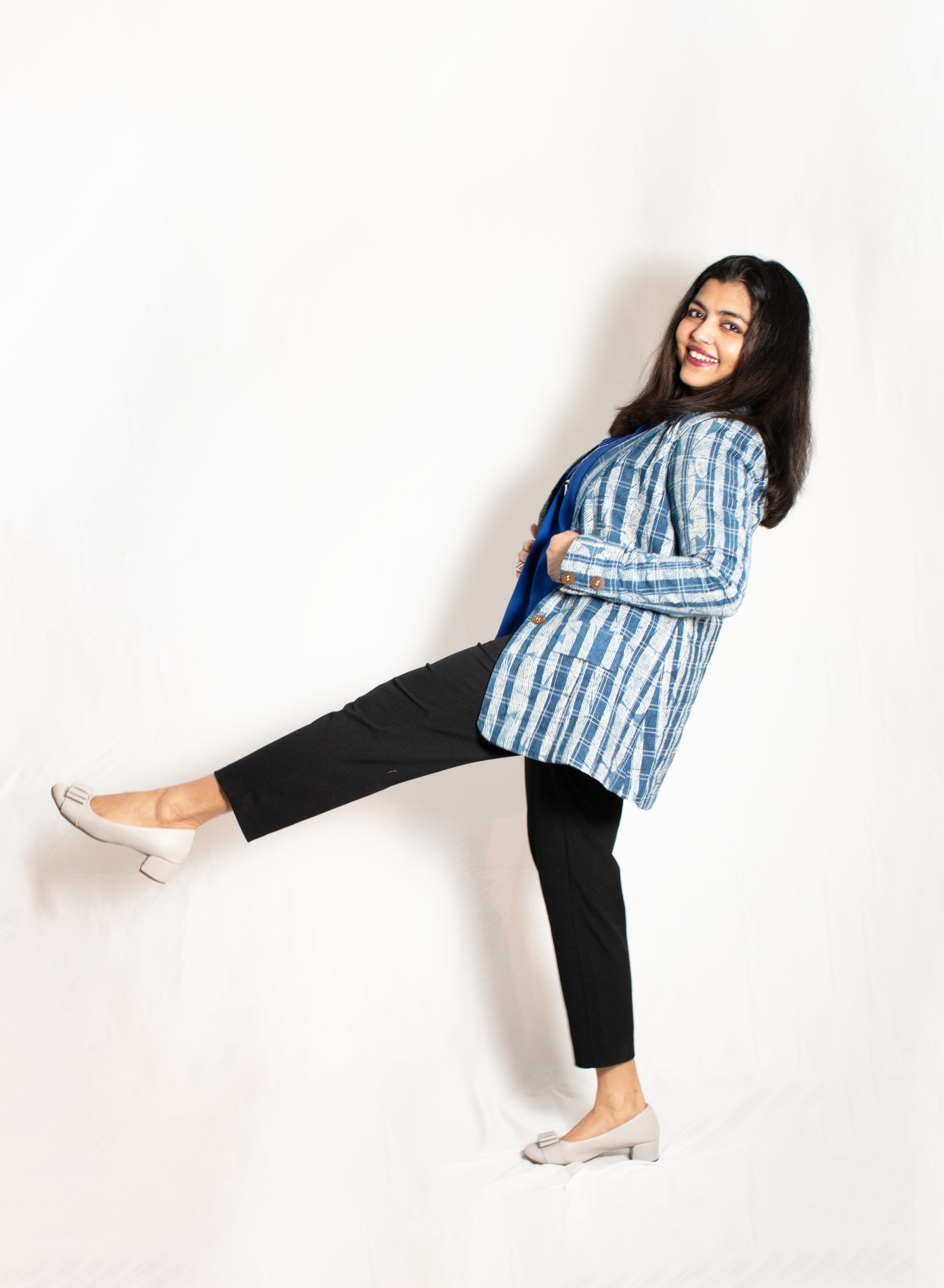 Indigo Printed Cotton Quilted Jacket with Traditional Printed Lining