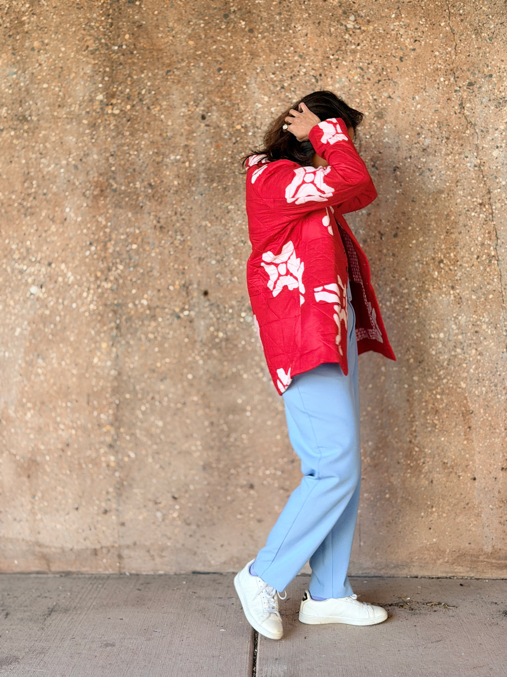 Ruby Red Cotton Hand Crafted Hand Quilted Blazer Jacket