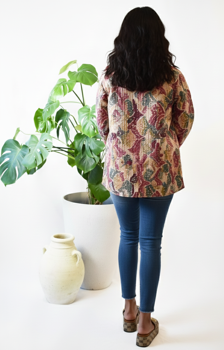 Quilted pink patterned jacket 