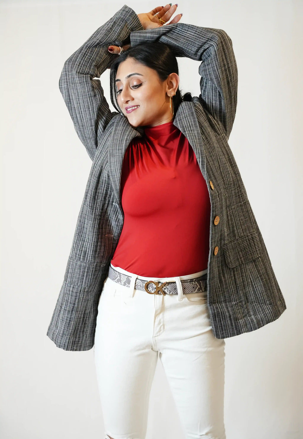 grey quilted jacket
